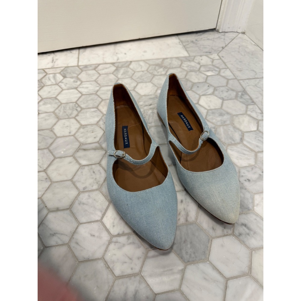 Margaux The Mary Jane Sky Blue Denim  Pointed Toe Flat  9.5 - Picture 2 of 6